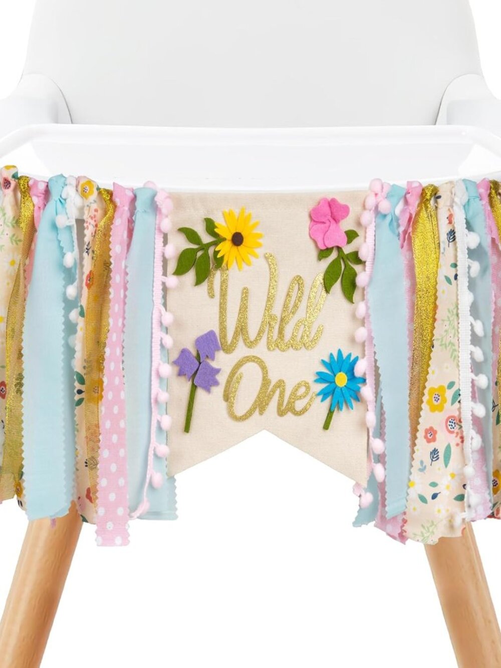 Wildflower High Chair Banner - Pre-strung "Wild One" First Birthday Decor